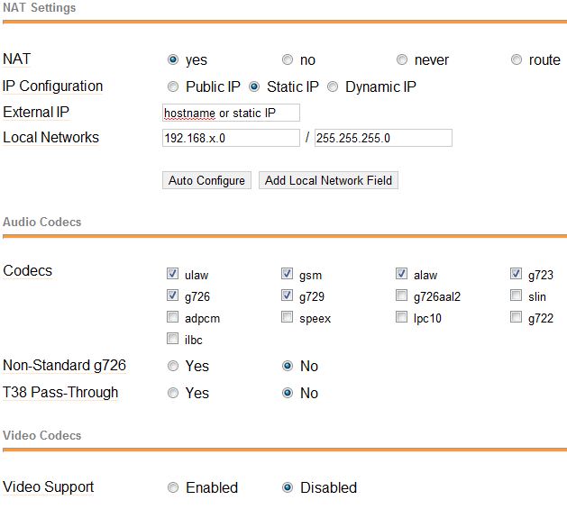 Asterisk NAT Settings Asterisk NAT Settings