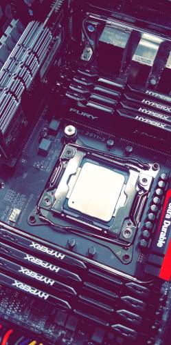 Processor seated on the motherboard of a custom build gaming computer