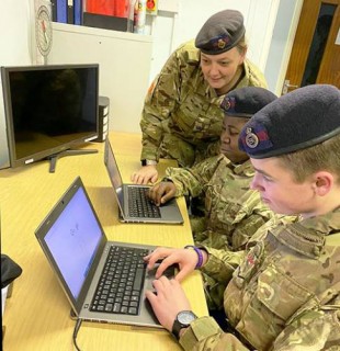 Croydon Army cadets using laptops