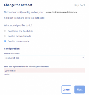 esxi rescue mode in ovh