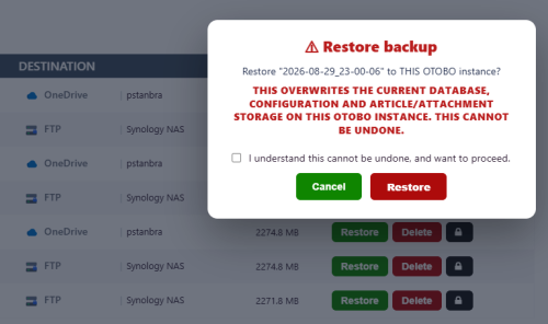 OTOBO Backup and Restore Tools - Restore Backup Protection