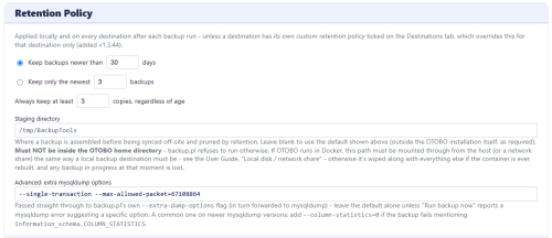 OTOBO Backup and Restore Tools - Retention Policy
